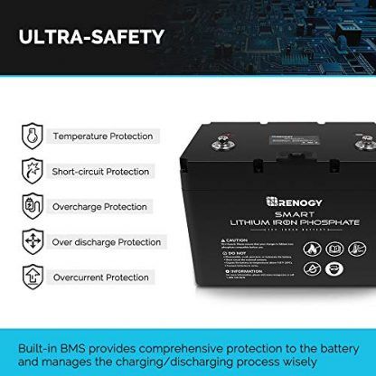 Renogy 12V 100Ah Lithium LiFePO4 Deep Cycle Battery,4000+Deep Cycles ...